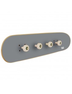 A very original coat rack for a skateboarder