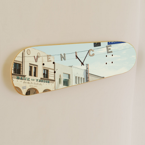 The skate clock with illustration of the famous Venice Beach sign The skate clock with illustration of the famous Venice Beach sign