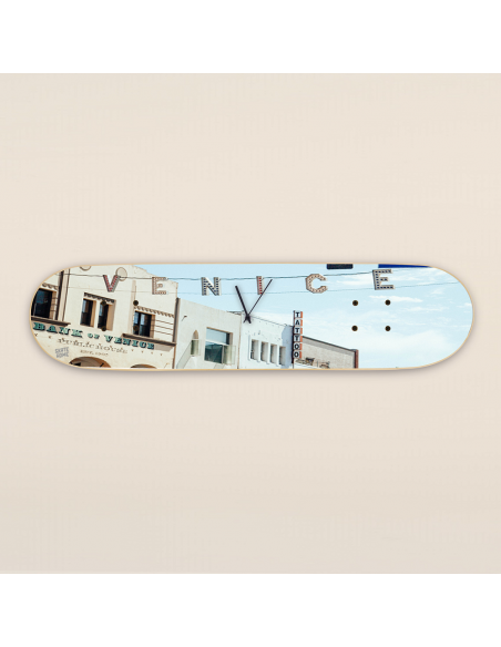 The skate clock with illustration of the famous Venice Beach sign The skate clock with illustration of the famous Venice Beach sign