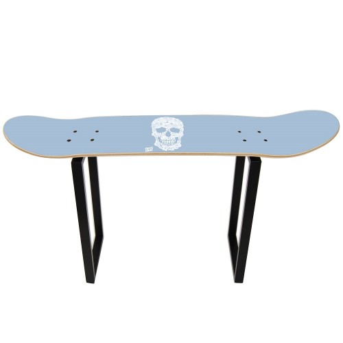 High stool with skateboard and floral skull design
