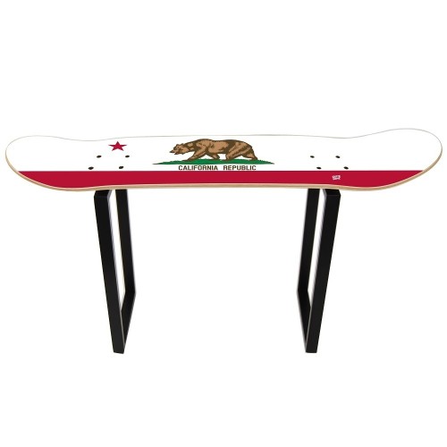 High stool made with skate and California flag design